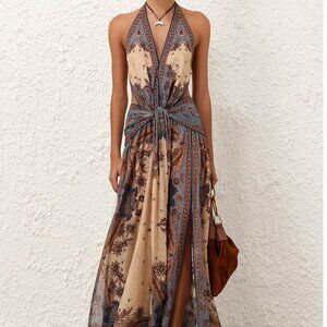 Zimmermann Ascension Paisley Floral Halter Neck Maxi Dress